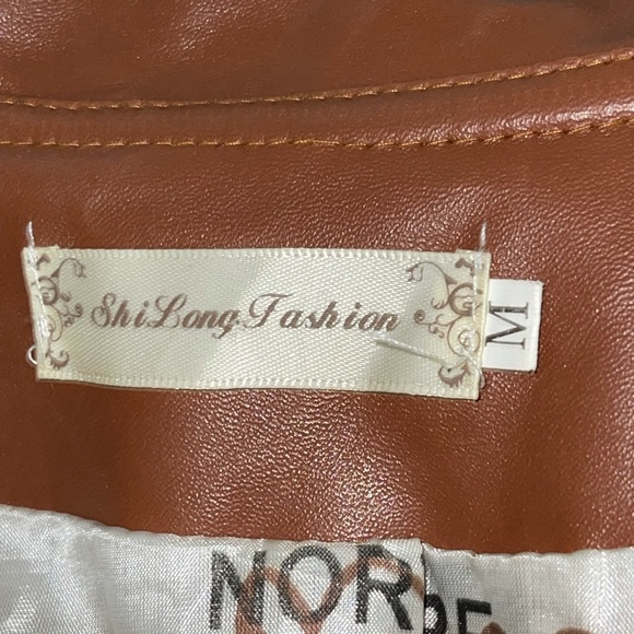 Faux Leather Cropped Jacket in Brown - Picture 7 of 7